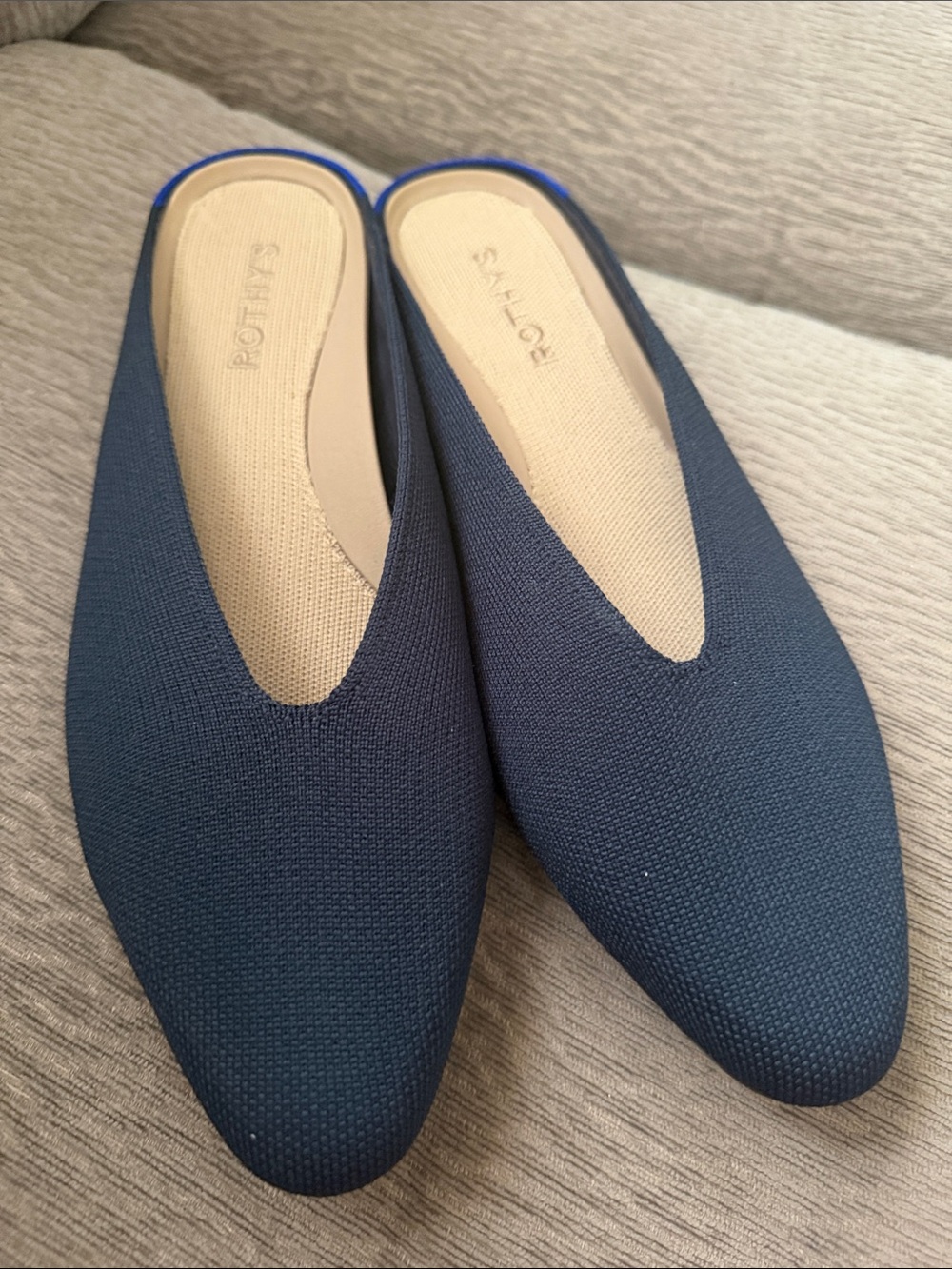 Rothy's Navy Knit Pointed Toe Flats